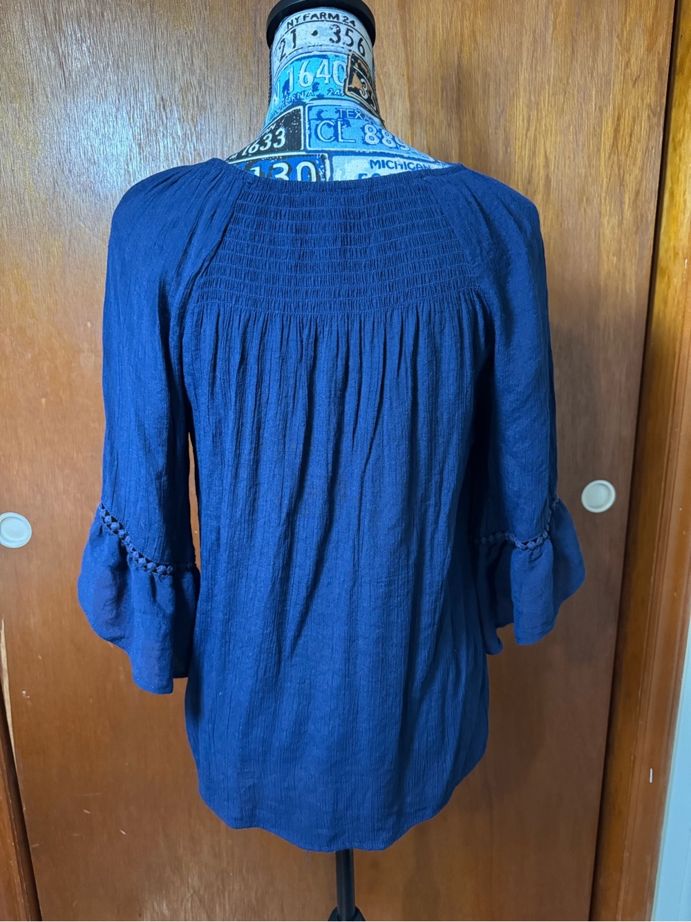 Westport Navy Blue 3/4 Bell Sleeve Tunic, Women’s Small - Picture 2 of 7